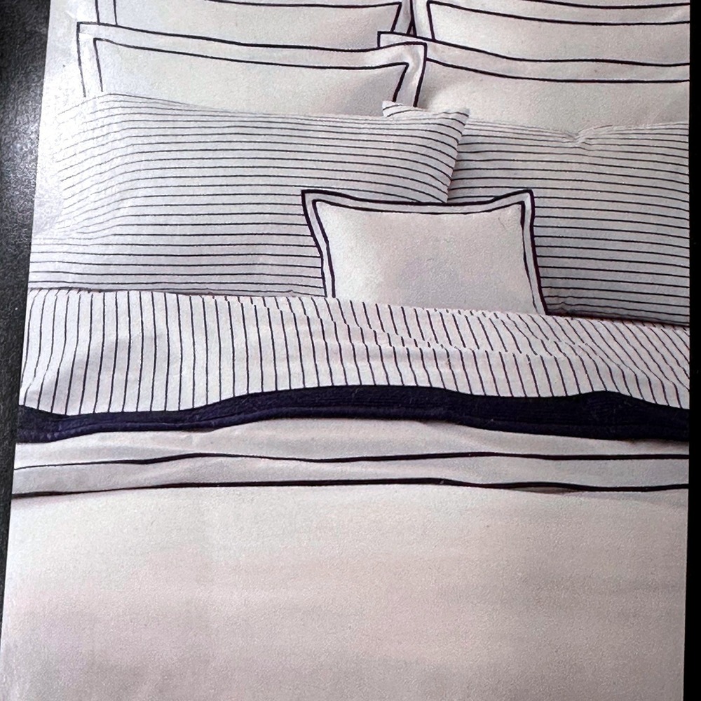 Ralph Lauren Spencer Stripe King Sheet Set Navy White NWT Sateen 100% Cotton